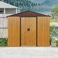 thumbnail image 6 of 8 ft x 4 ft Outdoor Metal Storage Shed with Window and Metal Foundation for Backyard, Patio, Lawn (Coffee), 6 of 9