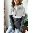 thumbnail image 4 of PVCS Women Casual Patchwork Pullover Turleneck Hoodies Long Sleeve Drawstring Hooded Tops Sweatshirt, 4 of 7