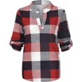 thumbnail image 2 of Women Long Sleeve Plaid Shirt Flannel V Neck, 2 of 4