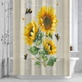 thumbnail image 3 of Farmhouse Floral Shower Curtain for Bathroom Decor, Sunflowers Bee Vintage Linen Background Waterproof Fabric Shower Curtain, 72"x84" Set with 12 Hooks, 3 of 9