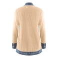 thumbnail image 5 of BODOAO Women's Denim Patchwork Shirt Jacket, Collared Button Down Long Sleeve Shacket, Loose Casual Jean Coat for Fall Winter Layering, Travel and Daily Wear Beige 3XL, 5 of 5