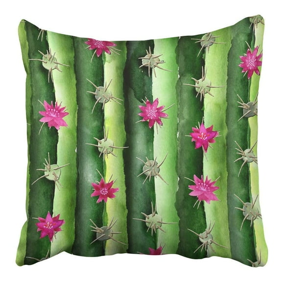 EREHome Green Abstract Watercolor Prickly Pear Cactus Pattern Digitally Edited Arid Pillowcase Cushion Cover 16x16 inch