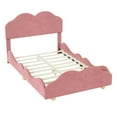 thumbnail image 4 of Full Size Upholstered Platform Bed with Cloud Shaped Headboard & Footboard, Wood Bed Frame with Slats Support, for Bedroom, Guestroom, No Box-Spring Needed, Dark Pink, 4 of 9