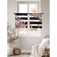 thumbnail image 3 of Pink Flowers Sheer Curtains 54 Inch Length 2 Panels Set Window Treatments, Spring Floral Butterflies Black White Striped Farmhouse Semi Curtains for Living Room/Bedroom/Kitchen, 104"W x 54"L, 3 of 7