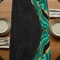 thumbnail image 5 of Green Marble 72 Inch Table Runner, Gold Abstract Vintage Modern Ombre Art Farmhouse Dresser Scarf Cotton & Linen Tablerunner for Dining/Kitchen Island/Holiday Party Décor 13" x 72", 5 of 9