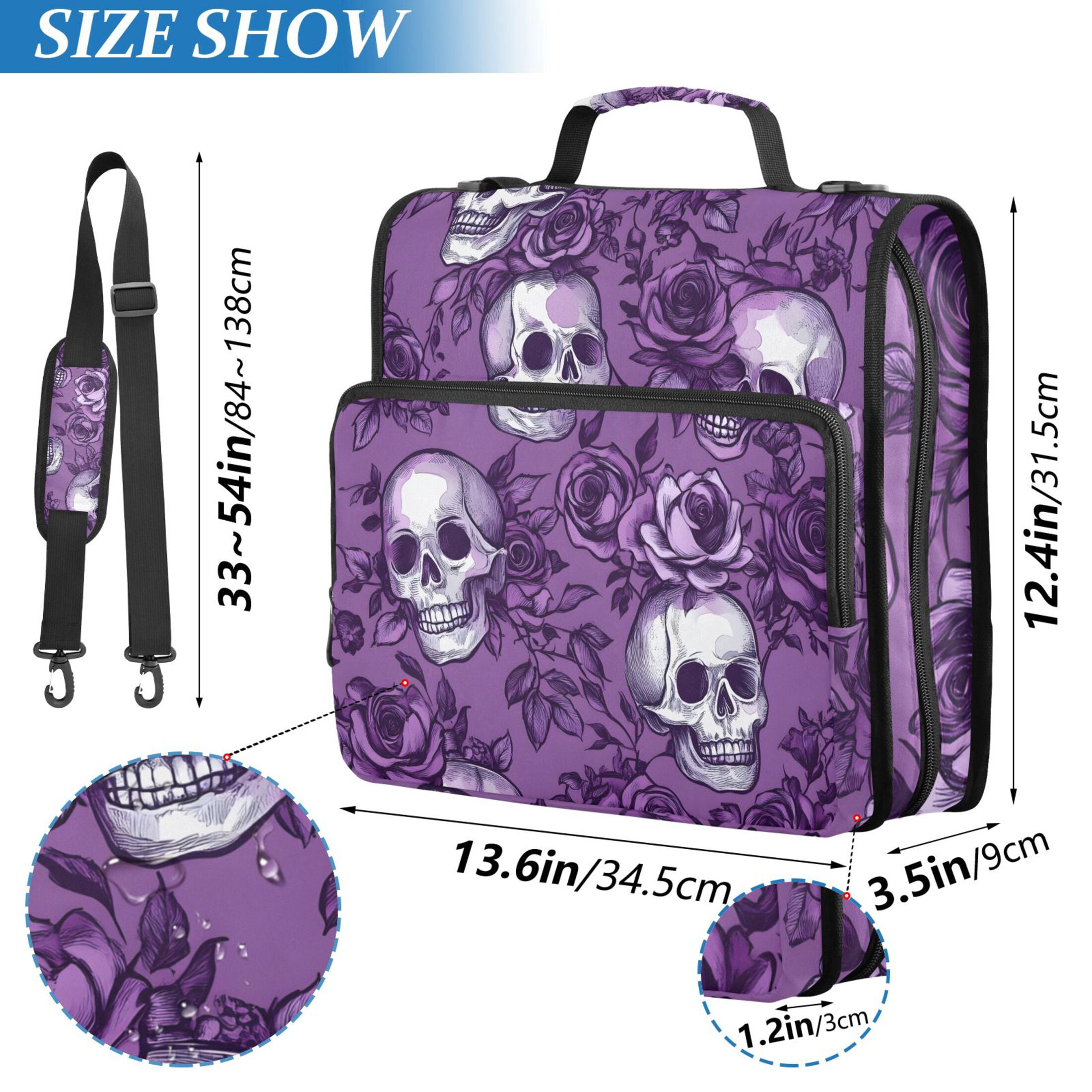 ALAZA Zipper Binder Retro Rose Skull 3 Ring Trapper Keeper File Folder Organizer Bag
