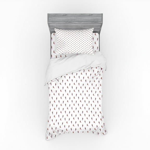 Tropical Duvet Cover Set, Toucan Bird with Different Poses Hawaii Fauna Cartoon Nursery Theme, Bedding Set with Shams and Fitted Sheet, 3 Sizes, by Ambesonne