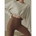 thumbnail image 4 of Liacowi Women Juniors Workout Crop Tops Long Sleeve Drawstring Pullover Solid Color Sweatshirts Running Shirts, 4 of 8