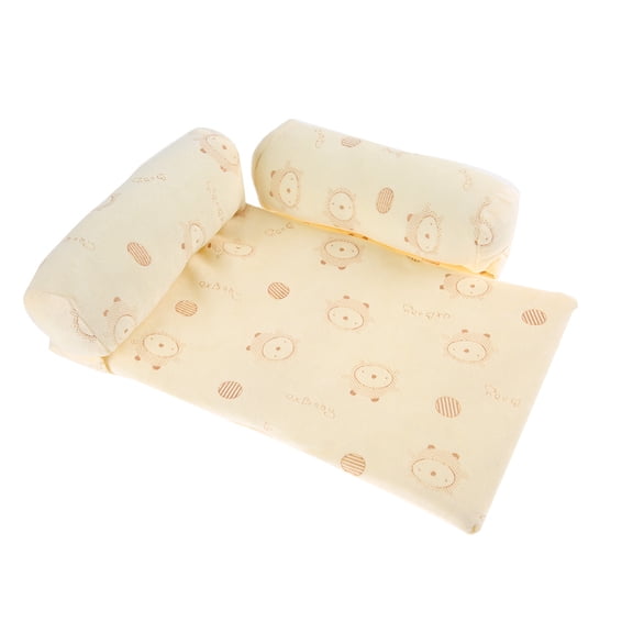 Almohada para bebé, algodón antivuelco, sueño infantil, previene el cojín de cabeza plana para recién nacido (amarillo)