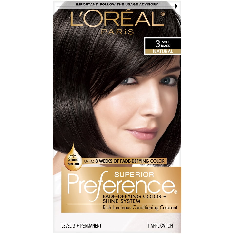 L'Oreal Paris Superior Preference 3 Soft Black Natural Level 3 Permanent Hair  Color, 1 Application 