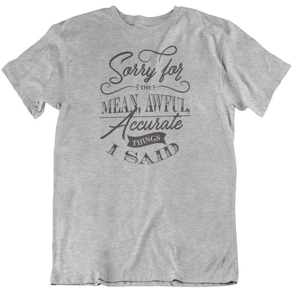 Make Your Mark Design Sorry for The Mean, Awful & Accurate Things Sarcastic T-Shirt for Men & Women Light Grey