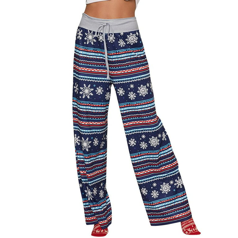Women's Comfy Drawstring Stretch Floral Print Long Wide Leg Lounge Pants  Christmas Printed Pajama Sleeping Pants Home Wear PLUS Size:S,M,L,XL,2XL,3XL  