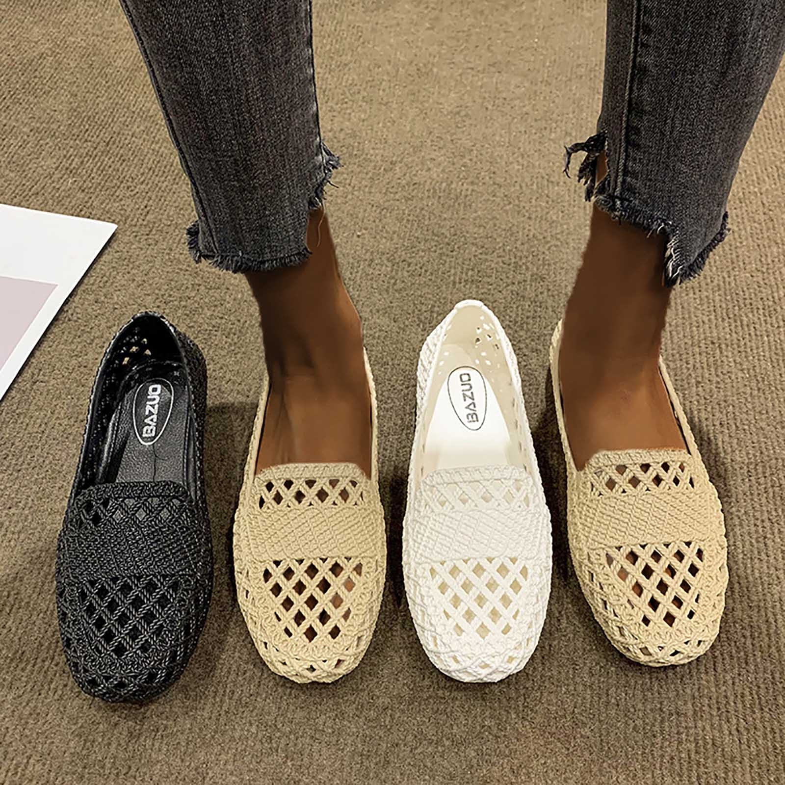 Cethrio Womens Summer Comfort Flats Sandals on Clearance Hollow Comfy