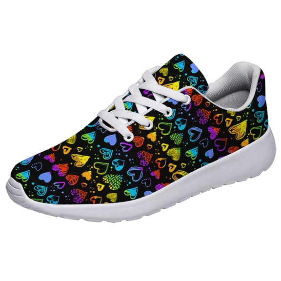 Rainbow Pride Shoes Mens Womens Running Sneakers Mesh Breathable Jogging Walking Shoes White Size 3.5