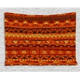 thumbnail image 1 of Primitive Decor Tapestry, Antique African Folkloric Motifs with Primitive Tribal Ornaments Image, Wall Hanging for Bedroom Living Room Dorm Decor, 80W X 60L Inches, Orange Yellow, by Ambesonne, 1 of 2