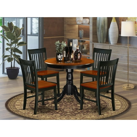 East West Furniture Dining Room Set Black & Cherry, ANNO5-BCH-W