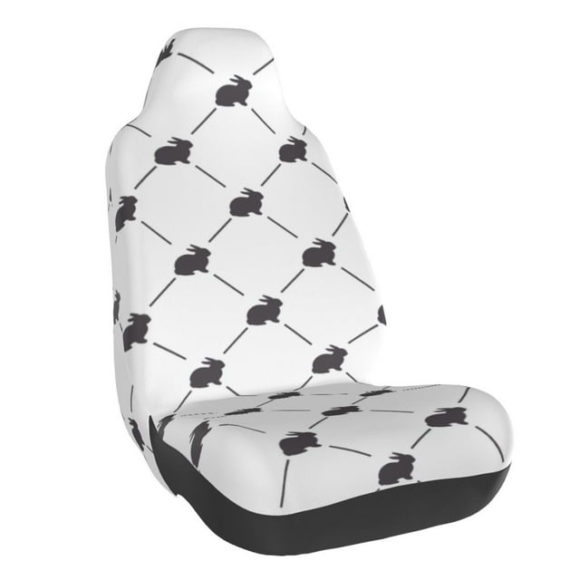 Wukai Black Rabbit Full Set Car Seat Covers with Soft Padding Universal Auto Front Seats Protector and Cushion Mat