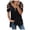 Black, variant on Fesfesfes Yoga Shirts for Womens Sexy V-neck Collar Zipper Color Short Sleeve Fold Casual Blouse Tops Womens Fashion 2024 XS(US:2)