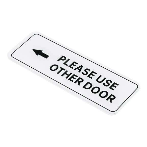 Uxcell 9"x3" Please Use Other Door Left Arrow Sign Acrylic Adhesive Door Sticker White