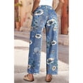 thumbnail image 4 of Floral Print Wide Leg Pants for Women Trendy Mid Rise Boho Ankle Cute Jeans Light Blue L, 4 of 8