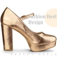 thumbnail image 4 of Zapatos de tacón grueso con plataforma Mary Janes para mujer, oro rosa, EE. UU. 11, 4 of 5