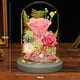 thumbnail image 2 of Decoración de flores eternas con cubierta de cristal rosa con luz, regalos de cumpleaños, regalos festivos para familiares y amigos, 2 of 5