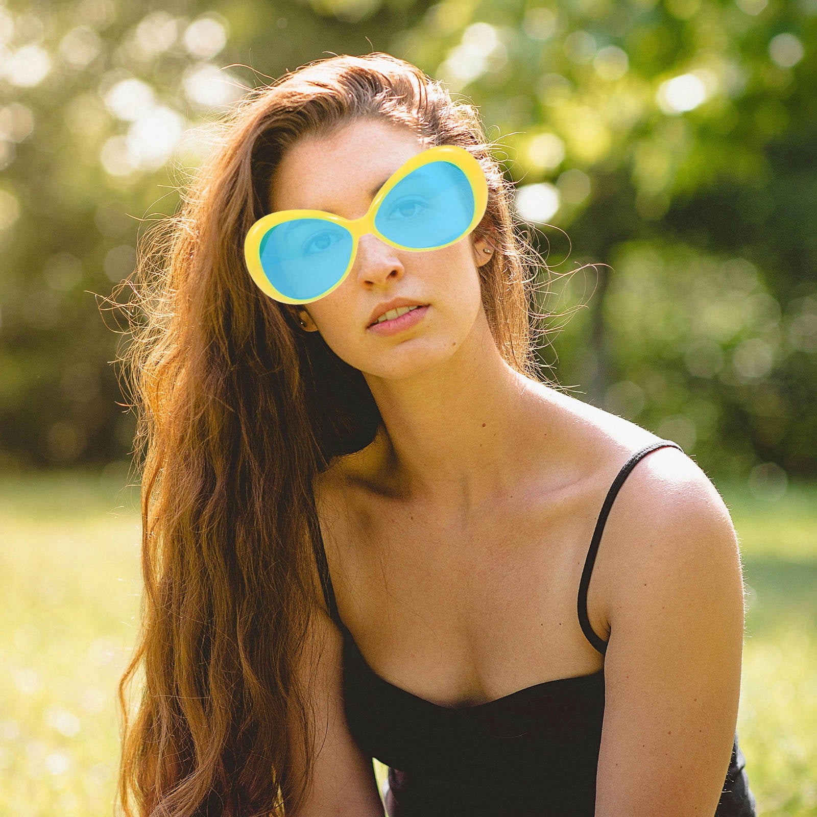 Cool Shades Orange Green Tinted UV Plastic Sunglasses Retro NOS Neon Translucent Frame Colorful Neon 80s Mirrored Sunglasses for  main image 2