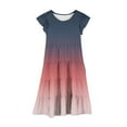 thumbnail image 3 of Taqqpue Girls Summer Dress Flutter Ruffle Short Sleeve Round Neck Gradient Midi Sundress Casual Flowy Floral Tiered Boho Beach Dress A-line Swing Dress for Girls 0.5-15Y, 3 of 4
