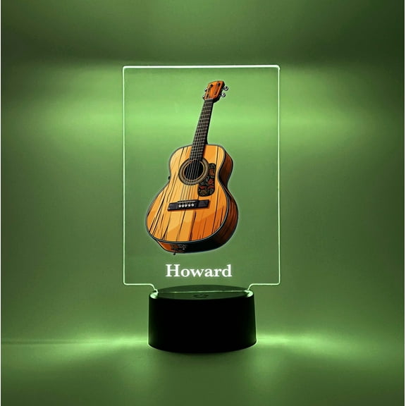 Classic Guitar LED 16 Color Night Light Up Lamp Personalized Guitar, Music Theme Gift Lovers, Gift for Guitarist Musicians W/ Remote Control