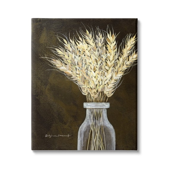 Stupell Wheat Sprigs Rural Earthy Bouquet Botanical & Floral Painting Gallery Wrapped Canvas Print Wall Art