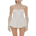 thumbnail image 1 of PENGXIANG Femmes Bustier Mini Tube Robes Y2K hors Épaule Bas Coupé Ruché une Ligne Robe D Été Bodycon Partie Robe S Blanc Crème, 1 of 5