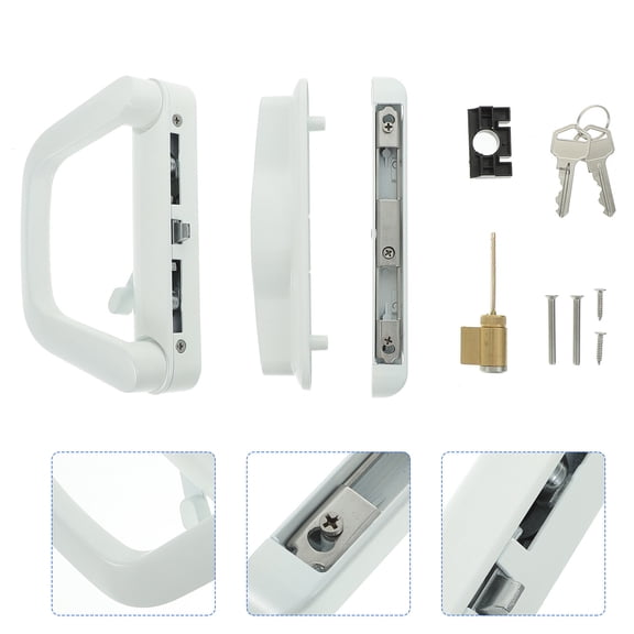 BESTOYARD 1Set White Sliding Door Handle Lock for Wood Aluminum Vinyl Doors