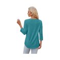thumbnail image 5 of Ronuti 3/4 Length Sleeve Womens Tops V Neck Tunic Shirts Loose Curved Hem Blouses Dressy Casual M-3XL, 5 of 9