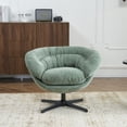 thumbnail image 5 of Silla de oficina de chenilla moderna, silla de acento giratoria de 360 ° con cojín extraíble, silla de oficina redonda, base de metal negro, 5 of 5