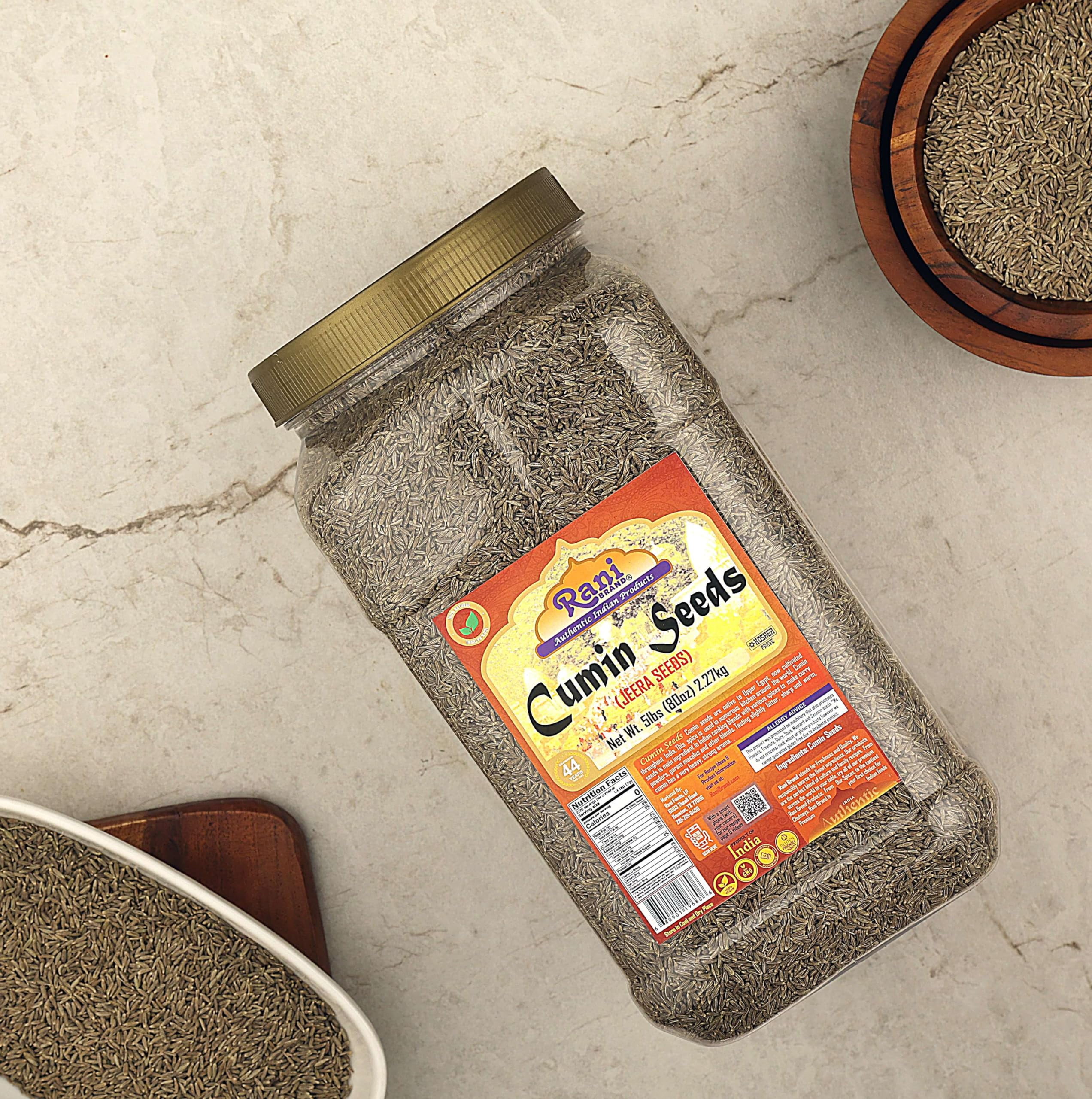 Rani Cumin Seeds Whole (Jeera) Spice 80oz (5lbs) 2.27kg Bulk PET Jar ~ All Natural | Gluten Friendly | NON-GMO | Vegan | Indian Origin