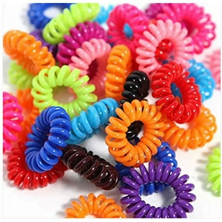 Plastic Telephone Wire Hair Tie Set Leaves No Marks Assorted