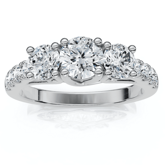 Pompeii 1 1/4ct Three Stone Lab Grown Diamond Engagement Ring 14K White Gold