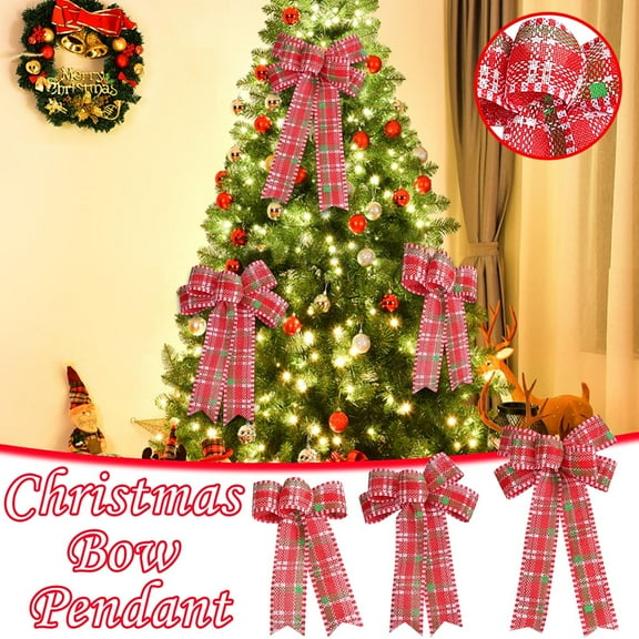 Floleo Large Christmas Bows For Wreath, Merry Christmas Wreath Bows Red Burlap Bow Winter Craft Ribbon Bow Xmas Gingerbread Man Tree Bows For Front Door Christmas New Year Decorations