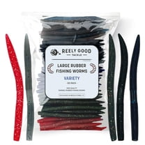 Reely Bass Lures (50 Pack), 5 Inch - Variety Pack Bass Fishing Soft Plastic Lures, Rubber Senko Worms for Bass Fishing, Wacky Worm Fish Bait, Fake Worms for Fishing