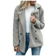 thumbnail image 2 of Women's Fuzzy Fleece Faux Shearling Coat, Winter Warm Oversized Jacket with Lapel Collar, Casual Zipper Outwear for Daily Use Light Gray, M, 2 of 8