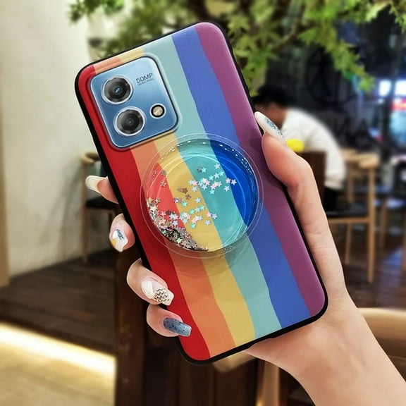 ABL-Phone Case For MOTO G Stylus 4G 2023, Dirt-resistant Rotatable stand Anti-knock Protective Waterproof Quicksand Skin feel silicone Simplicity cute Glitter Back Cover TPU Cartoon