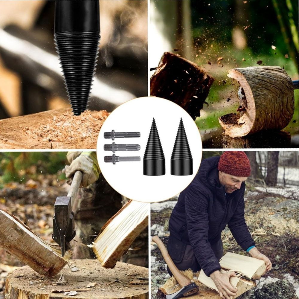 VIVIHEYDAY Firewood Drill Bit 32mm+42mm Wood Splitting Drill Bit Set Woodworking Tool High Speed Steel