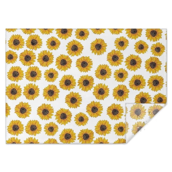 White Sunflower Rectangle Tablecloth 60"x84",Waterproof Polyester Rectangle Table Cloth, Wipeable Spillproof Polyester Tablecloth for Dining, Camping, Indoor and Outdoor