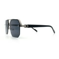 thumbnail image 6 of Luxury Mobster Rimless Half Rim Oversized Rectangle Metal Sunglasses Silver - Black, 6 of 8