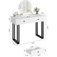 thumbnail image 2 of TROPOW Vanity Desk,Makeup Vanity,with Mirror and Lights,Vanity Desk with Mirror and Lights, 40” Makeup Vanity with 3 Color Lights and Adjustable Brightness, Bedroom Vanity Table, White, 2 of 7