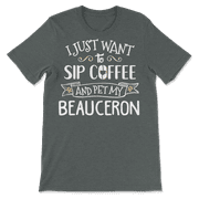 Funny Beauceron Dog and Coffee Shirt - Sip and Pet