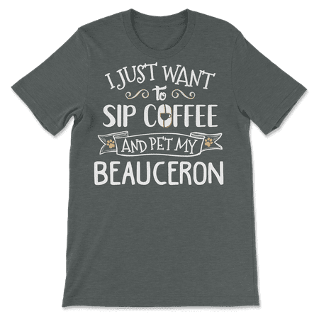 Funny Beauceron Dog and Coffee Shirt - Sip and Pet