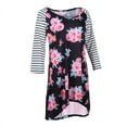 thumbnail image 2 of ITFABS Mommy and Me Matching Dress, Printed Long Sleeve Striped  Flowers Dress, 2 of 8