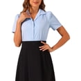 thumbnail image 4 of INSPIRE CHIC Women's Summer vintage Puff Sleeves Vintage Gingham Blouse XL Light Blue, 4 of 6