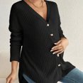 thumbnail image 4 of Ltctricy Women's Maternity Cardigan Sweaters Long Sleeve V Neck Curved Hem Button down Ribbed Knit Tops Soft Casual Pregnancy Outfits(Black,Small), 4 of 7